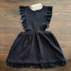 Black Ruffled Dress with Polka Dots